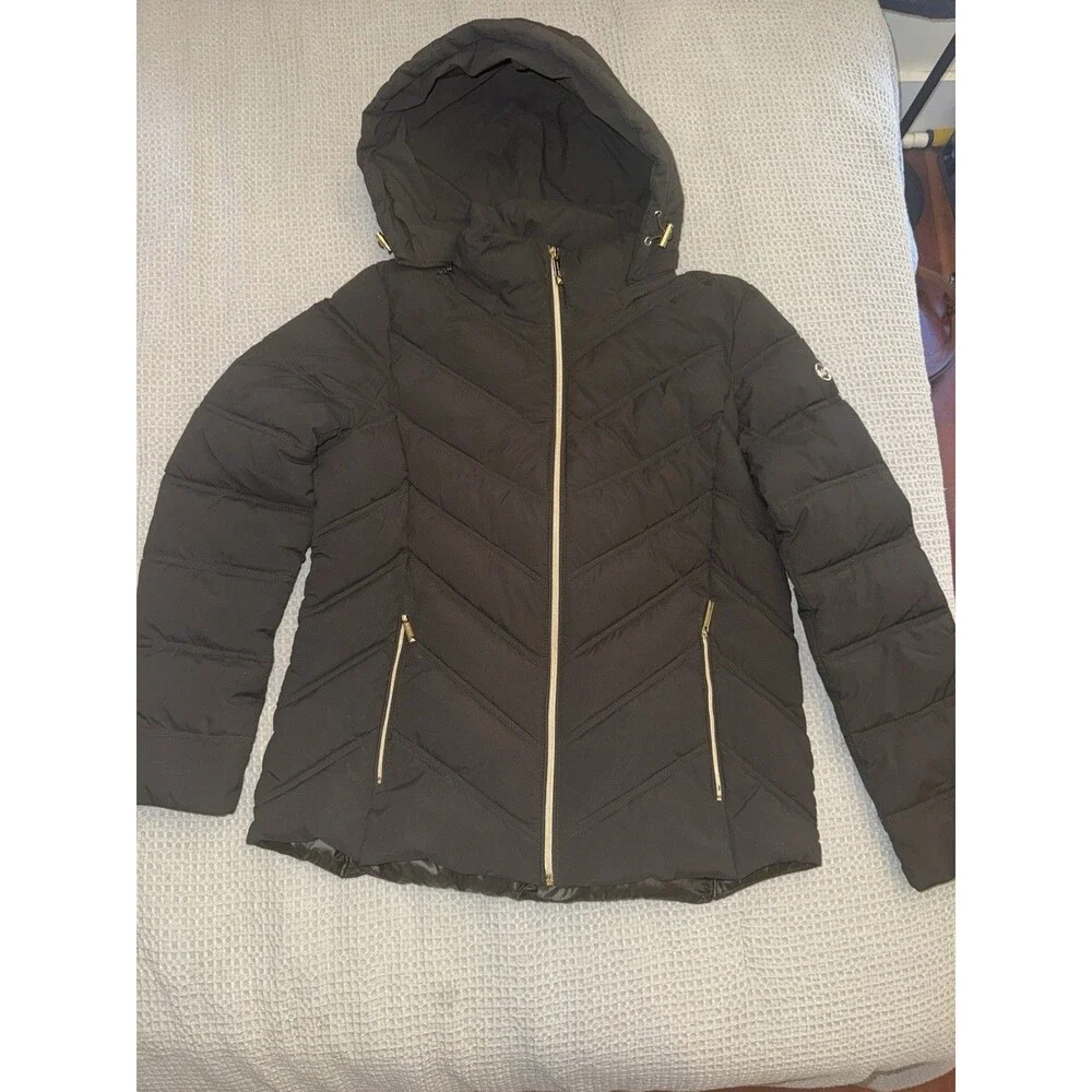 MICHAEL KORS Women's Packable Quilted Puffer Jacket Black Size S